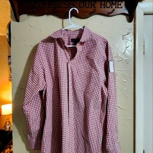Scott Barber 100% cotton dress shirt red and white size XL